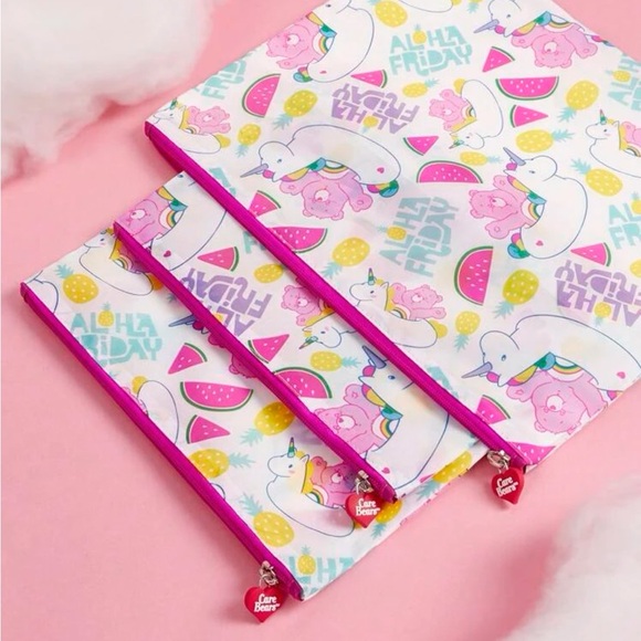 Care Bears 3pcs Cartoon Bear & Letter Graphic Storage Makeup Travel Bag Set - Picture 5 of 6